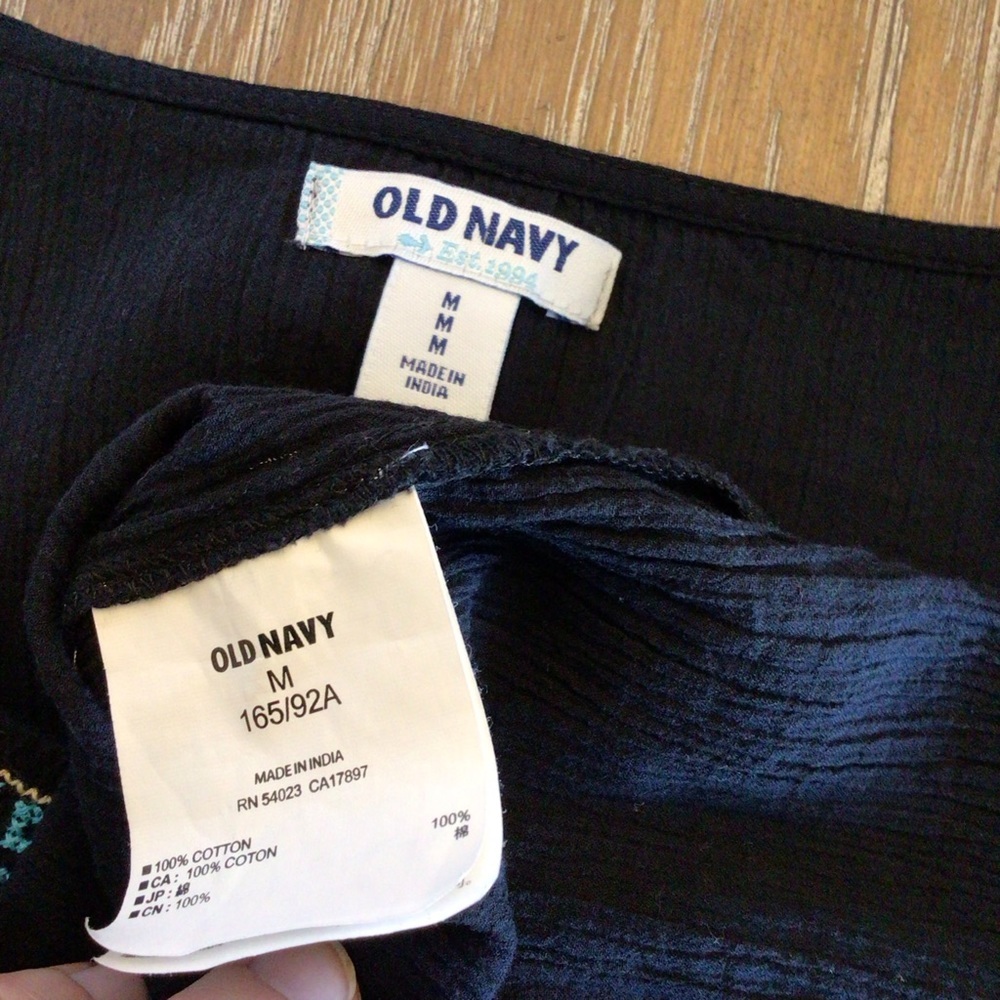 Old Navy Womens Black Embroidered Peasant Swimsuit Cover Up Top Size Medium - Picture 6 of 6